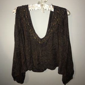 cropped long sleeve w/ slits